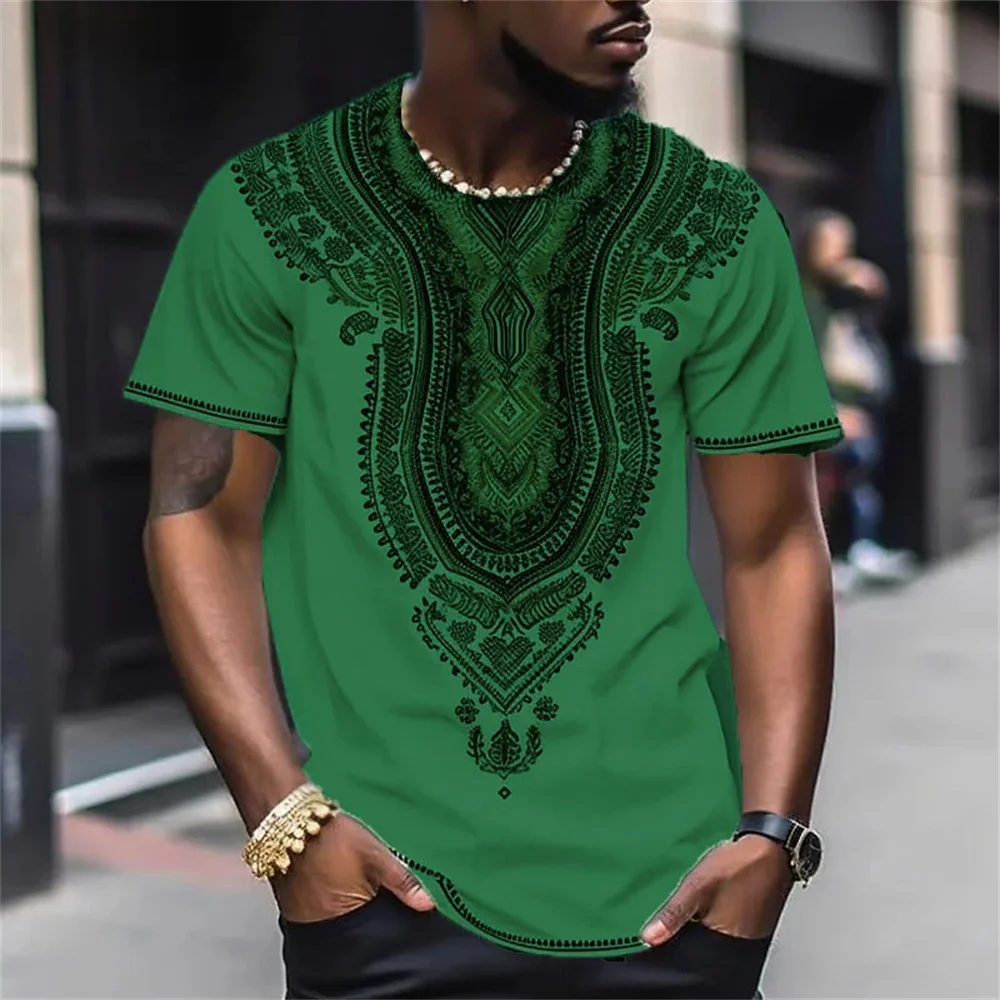 африкански дрехи за мъже Дашики T риза традиционно облекло облекло къс ръкав случайни ретро улично облекло реколта етнически стил4