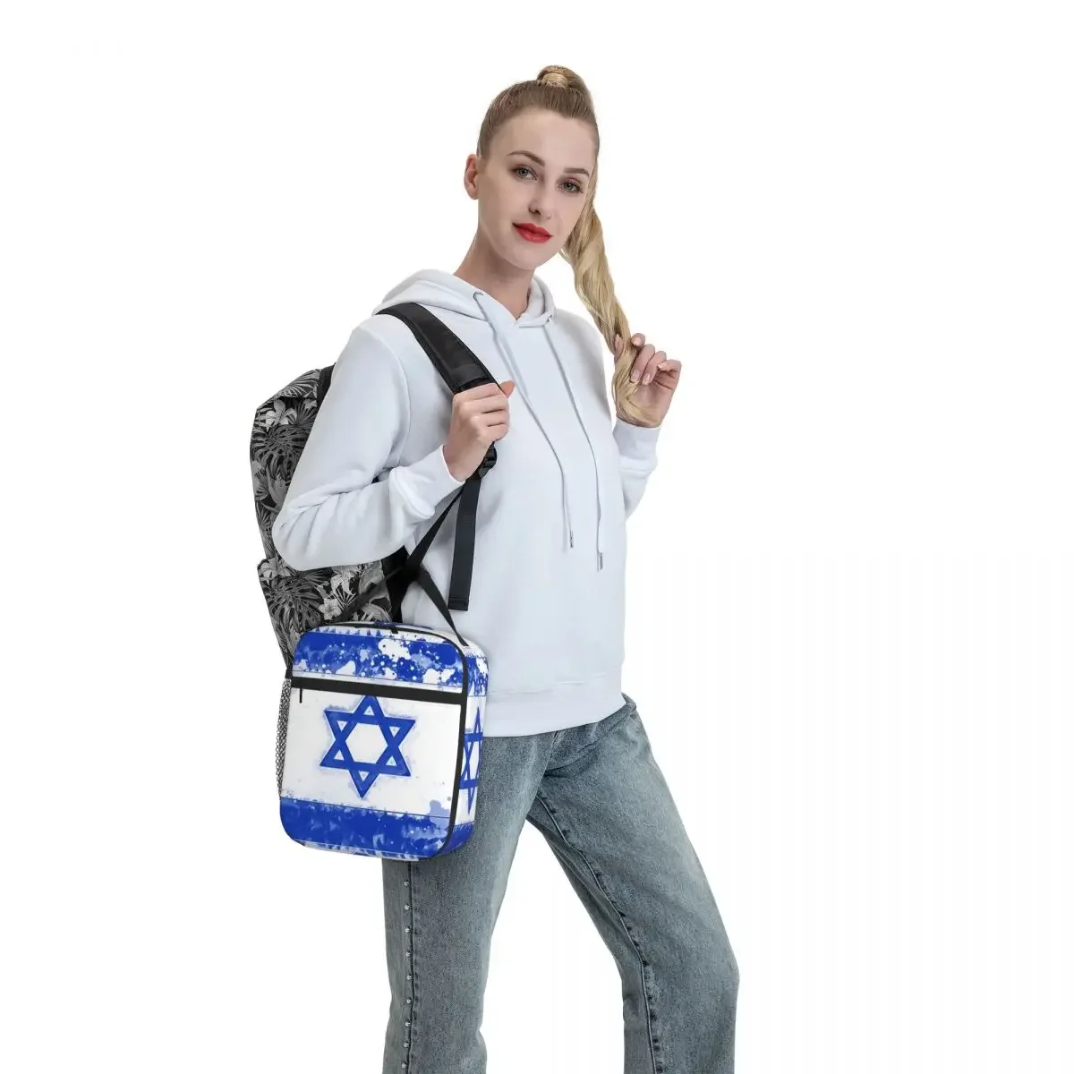 Израел флаг изолирани обяд чанти водоустойчив пикник чанти термичен охладител обяд кутия обяд мъкна за жена работа деца училище5