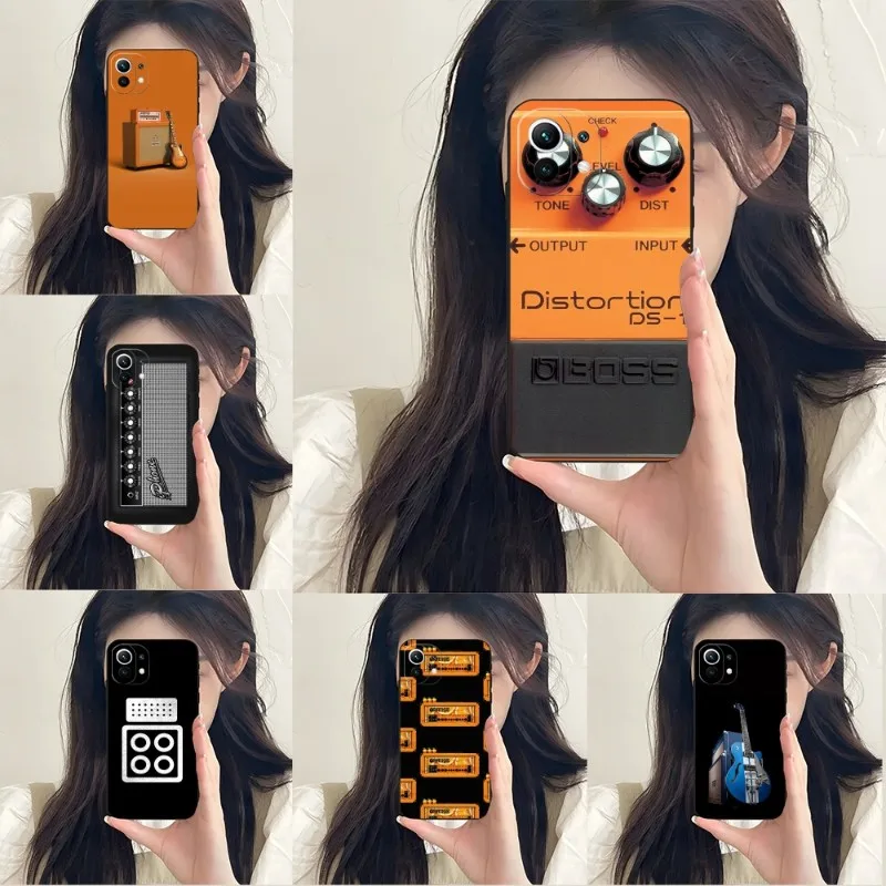 Калъф за телефон с усилвател за китара за Redmi Note 10 10S 11 9S 8T 11S 7 8 8A 9 9A 9C 9T 10 10X Черен силиконов капак0