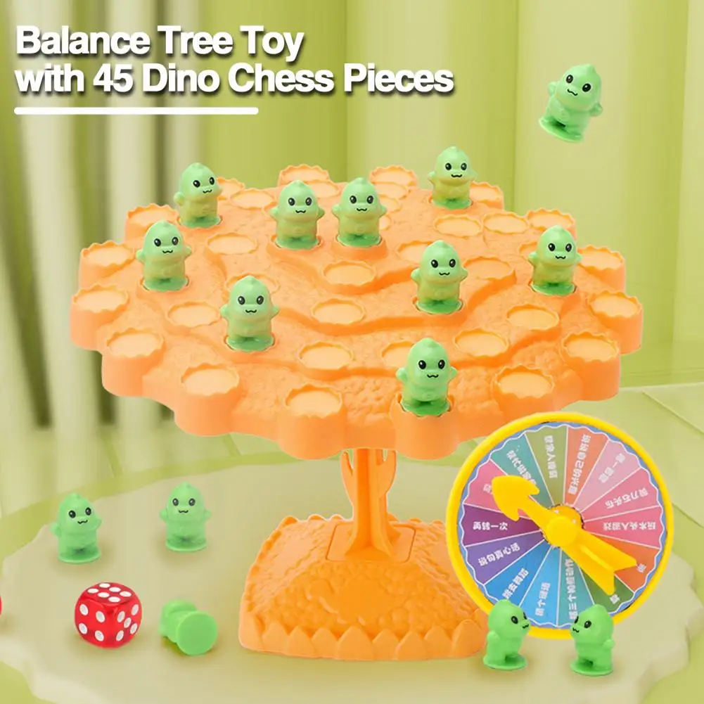 Карикатура баланс дърво играчка динозавър баланс дърво игра забавно родител-дете образователна играчка с наказание зарове повишаване на концентрацията2