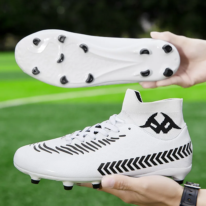 New High Top Long Spike футболни обувки Детска трева обучение футболни обувки против хлъзгане FG / TF Zapatos De Futbol висококачествени маратонки0