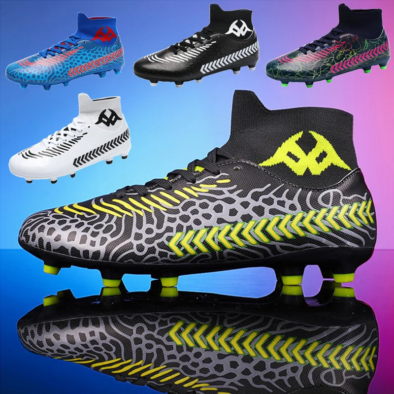 New High Top Long Spike футболни обувки Детска трева обучение футболни обувки против хлъзгане FG / TF Zapatos De Futbol висококачествени маратонки1