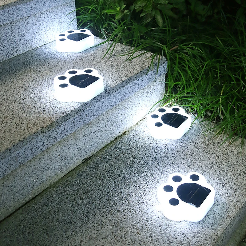4pcs външни слънчеви светлини LED котка лапа слънчева градинска светлина стена лампа слънчева лампа улични светлини за пешеходна пътека двор осветление котка животно3