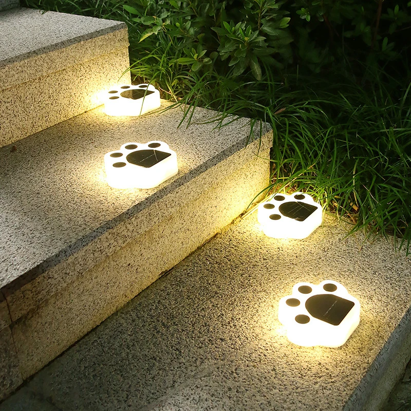 4pcs външни слънчеви светлини LED котка лапа слънчева градинска светлина стена лампа слънчева лампа улични светлини за пешеходна пътека двор осветление котка животно5