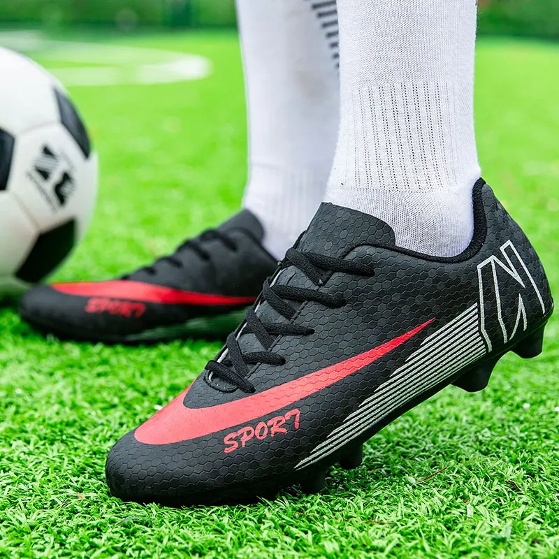 Мъжки футболни обувки Дълги шипове Изкуствена трева Тренировъчна зала по футзал Футболна обувка на открито Спортни футболни обувки за мъже4