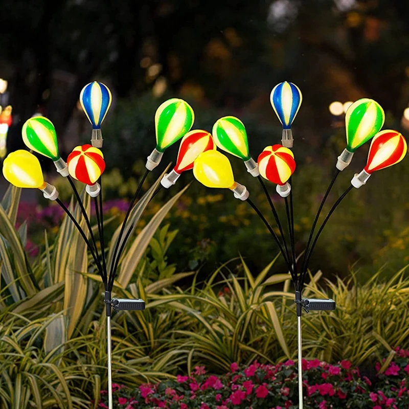 2 бр. Балон с горещ въздух слънчеви светлини водоустойчиви, вятърни люлеещи се декоративни външни светлини за двора1