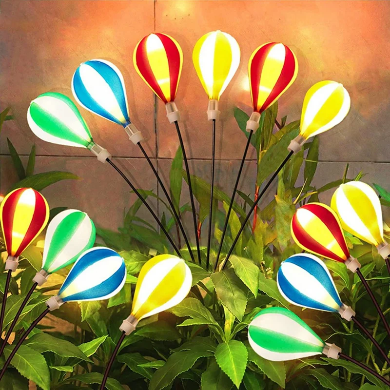 2 бр. Балон с горещ въздух слънчеви светлини водоустойчиви, вятърни люлеещи се декоративни външни светлини за двора2