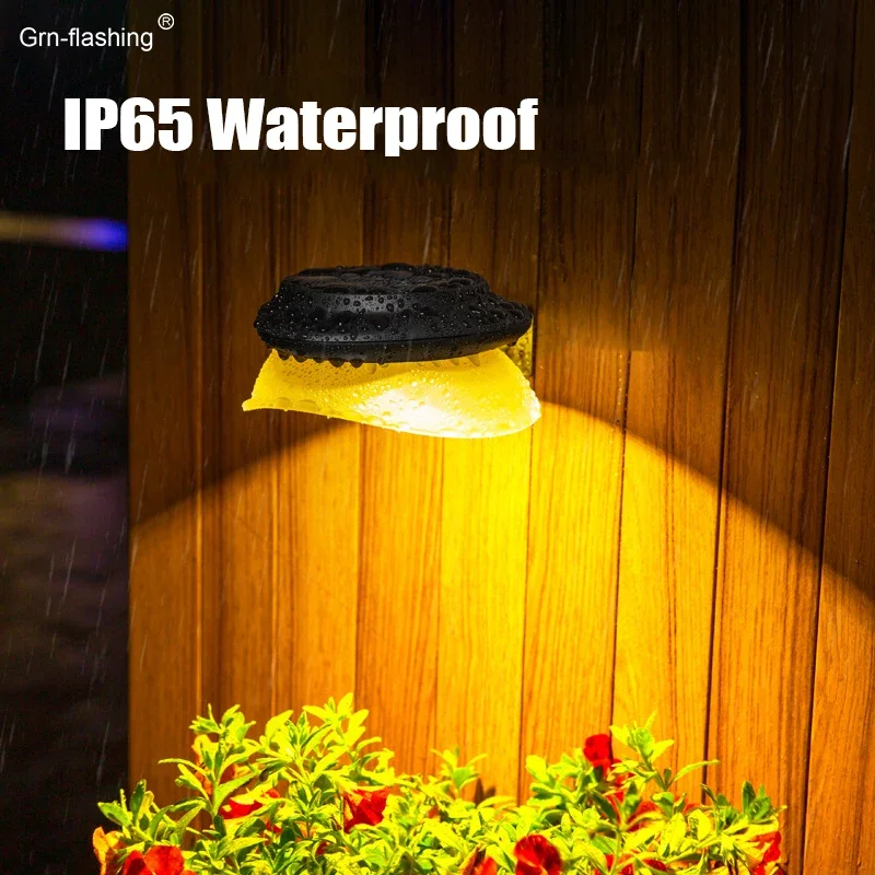 Нова слънчева НЛО светлина IP65 Водоустойчива градинска пейзажна светлина Начало Външна слънчева стенна лампа за декоративно осветление на ограда0
