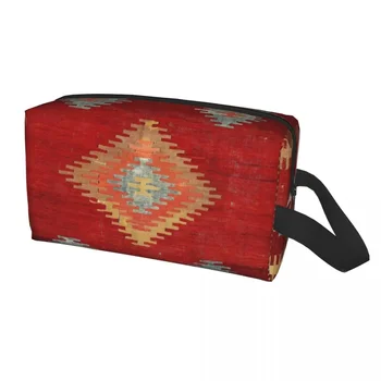 Cal Античен турски Kilim тоалетна чанта Бохемски етнически персийски килим племенни козметични грим организатор съхранение Dopp комплект случай