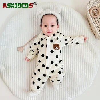 2024 Новородени бебешки дрехи пролет и есен Детски и детски гащеризон Бебе Харпър пълзящи дрехи Корея стил бебешка пижама 0-24M