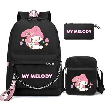 3Pcs/комплект Kawaii Sanrio My Melody раница отпечатани bookbag жени чанта студент тийнейджър деца раница момиче ученическа раница