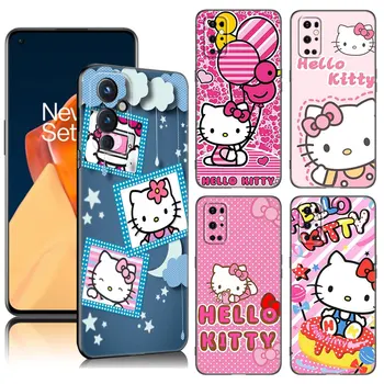 Sanrio Hello Kitty Калъф за телефон за OnePlus 9 10 ACE 2V Pro 9RT 10T 10R 11R Nord CE 2 3 Lite N10 N20 N30 5G Черен силиконов капак