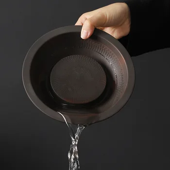 Реколта лилаво керамика пот носещи керамични японски стил вода съхранение чайник мат чай мат пясък чайник база чай маса тава