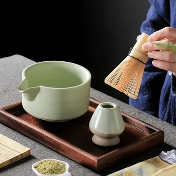 Ръчно изработени Почетна Лесно почистване Matcha чай комплект инструмент стойка комплект купа размахване лъжичка подарък церемония Традиционни японски аксесоари