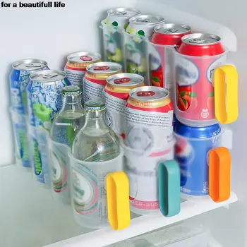 Сок стелажи за напитки Може да спестява място Организатор Хладилник Кухненско съхранение Мрежа за напитки Издърпайте Кутия за съхранение Аксесоари за хладилници