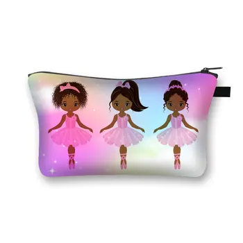 Цветна и прекрасна балерина момичета отпечатани козметична чанта Козметична чанта за момичета Карикатура за момичета Модна козметична чанта за пътуване