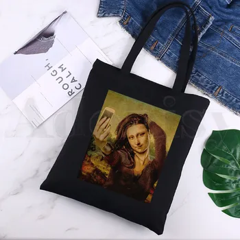 Интересно смешно художник изкуство сладък голям капацитет съхранение чанта рамо чанта мъкна за многократна употреба студент bookbag