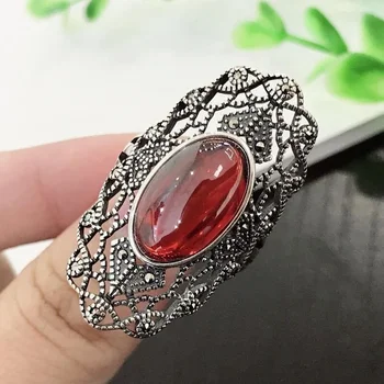 Нов кух рубинен инкрустиран дамски пръстен