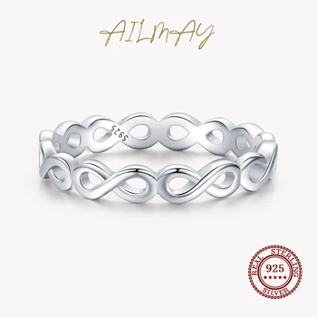 Ailmay автентичен 925 стерлинги сребро завинаги безкрайно любов пръст пръстен за жени прост дизайн пръстен изявление бижута парти подарък