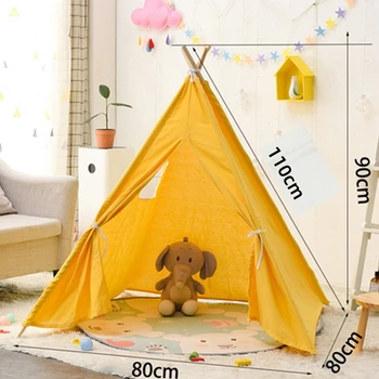 Сгъваема индийска детска къмпинг палатка Wigwam Лесен за инсталиране детски палатки Вътрешна къща за игра Бебе бебе подарък за рожден ден 1.1M 텐트