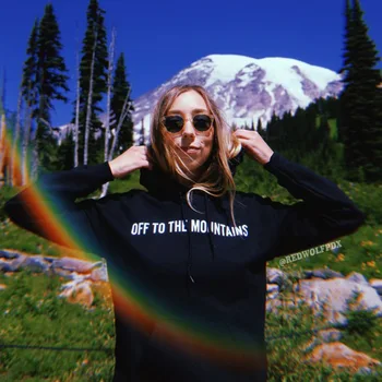 Off To The Mountains Hoodie Women Hoody Funny Sweatshirts Пуловери Unisex Tumblr Top Jumper Quote Casual Hoodies