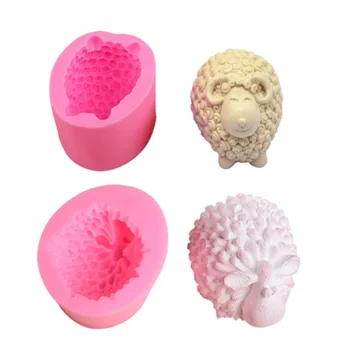 3D овце силиконова мазилка орнамент мухъл DIY фондан шоколад желе торта декор инструменти за печене сапун свещ глина смола занаятчийски мухъл