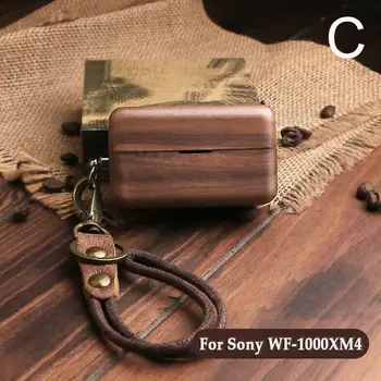 Корпус от масивна дървесина за Sony WF-1000xm5/xm4 калъф за слушалки Bluetooth калъф за защита на слушалки с/без ремък за аксесоари на Sony