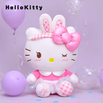 Sanrio Kawaii Hello Kitty заек серия плюшени играчки възглавница пълнени кукла котка сладък аниме играчка за деца момиче рожден ден подарък