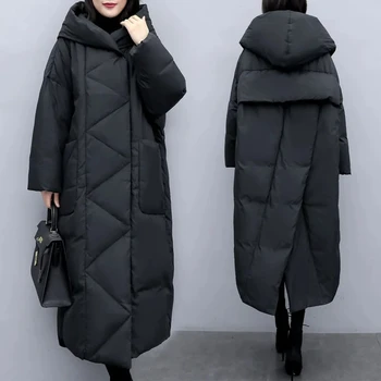 2023 Ново зимно памучно палто дамско корейско свободно подплатено буферно палто Parkas памук подплатено палто сгъсти топло яке с качулка палто