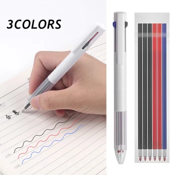 3 в 1 многоцветна творческа гел писалка 0,5 мм червена синя черна гел писалка пълнител студент писане автоматично химикалка канцеларски материали