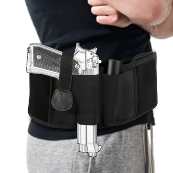 Тактически скрит пистолет кобур дясна корема лента пистолет носене случай невидим еластична талия чанта пояс колан