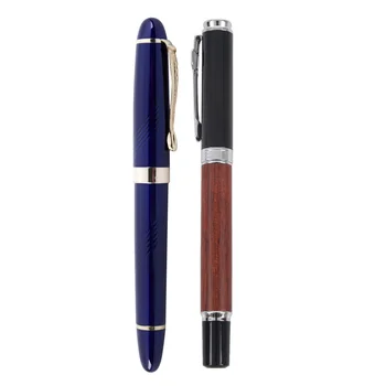 JINHAO X450 18 KGP 0.7mm Широка писалка Blue & Jinhao 8802 Woody Medium Nib Fountain Pen - червена + черна